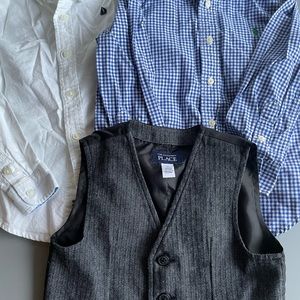 EUC Polo Ralph Lauren + Janie/Jack Long Sleeve Button Ups w/Tweed Vest sz 4T